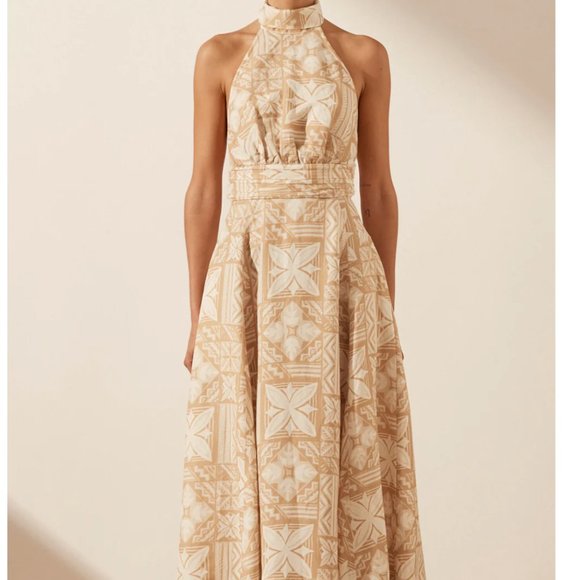 SHONA JOY Almeida Linen Halter Panelled Midi Dress - Picture 8 of 10